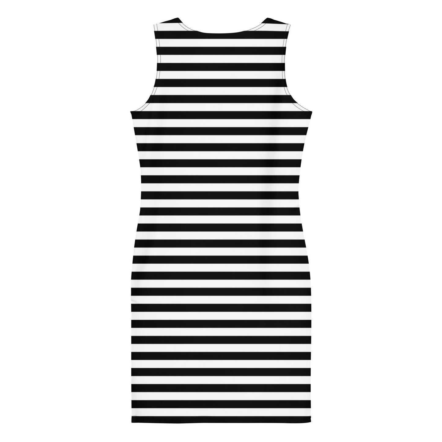 Black White Horizontal Striped Womens Tight Bodycon Dress - Saiko Studio