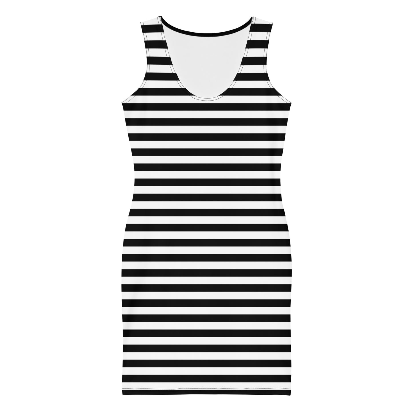 Black White Horizontal Striped Womens Tight Bodycon Dress - Saiko Studio