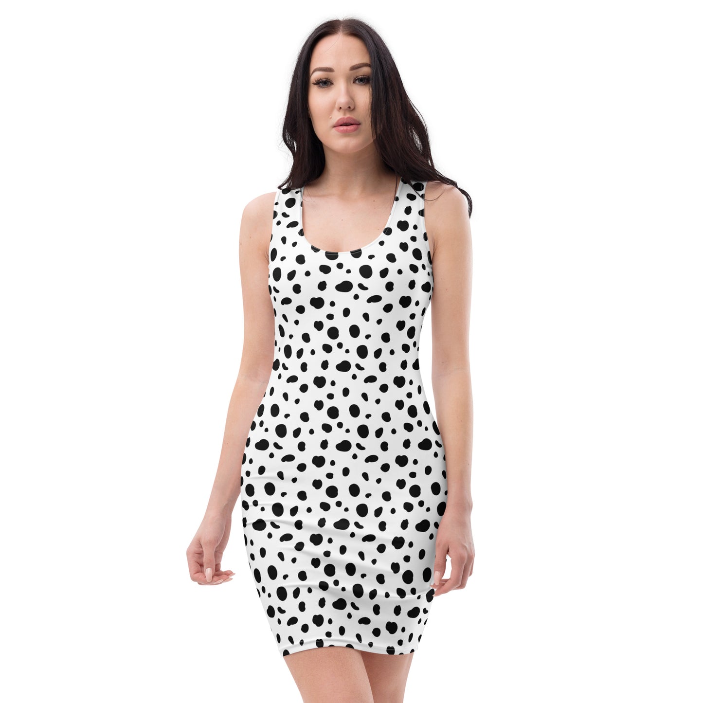 Dalmatian Print Womens Tight Bodycon Dress Halloween Costume - Saiko Studio