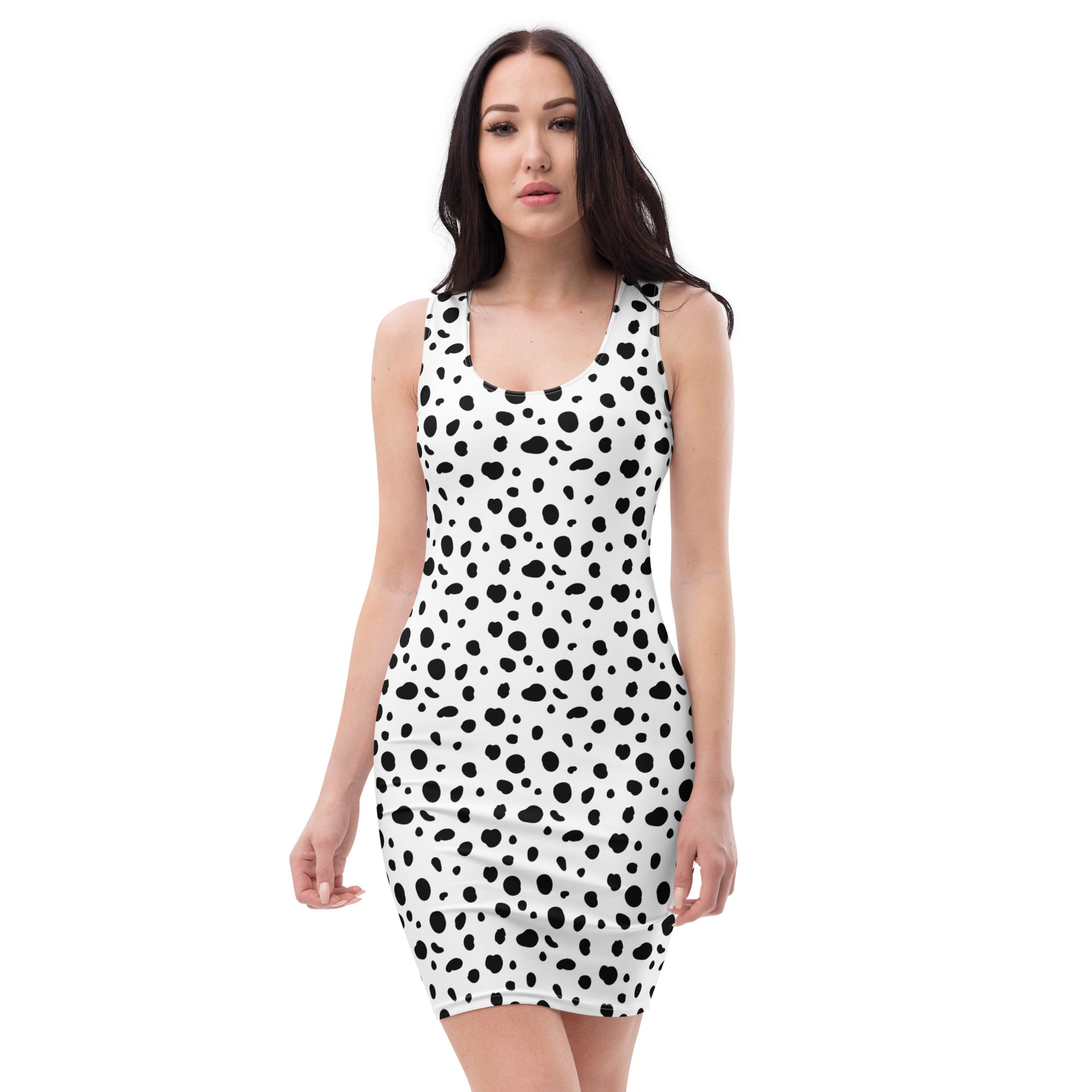 Dalmatian Print Womens Tight Bodycon Dress Halloween Costume
